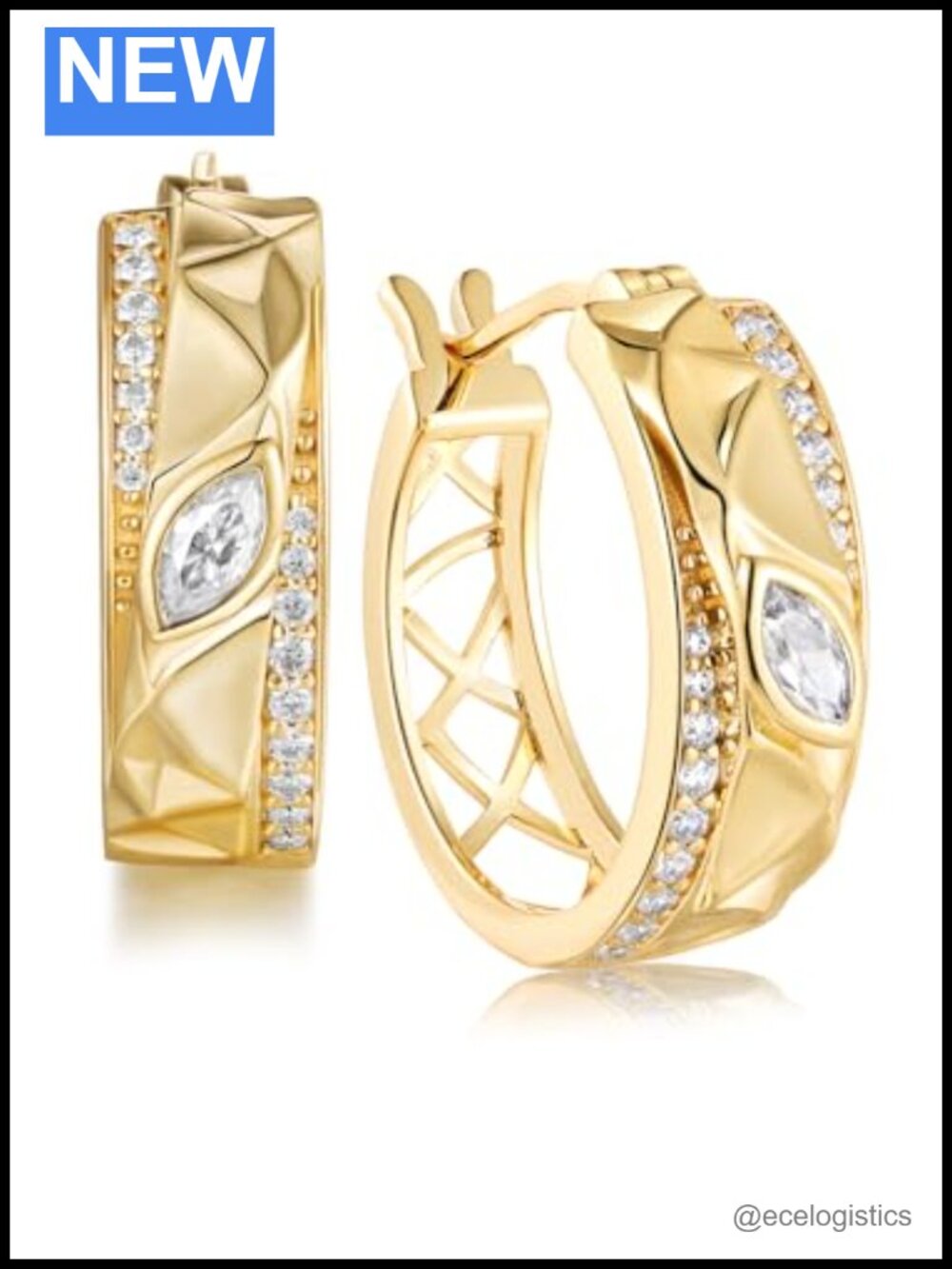 Moissanite Hoop Earrings 925 Sterling Silver 20MM Chunky